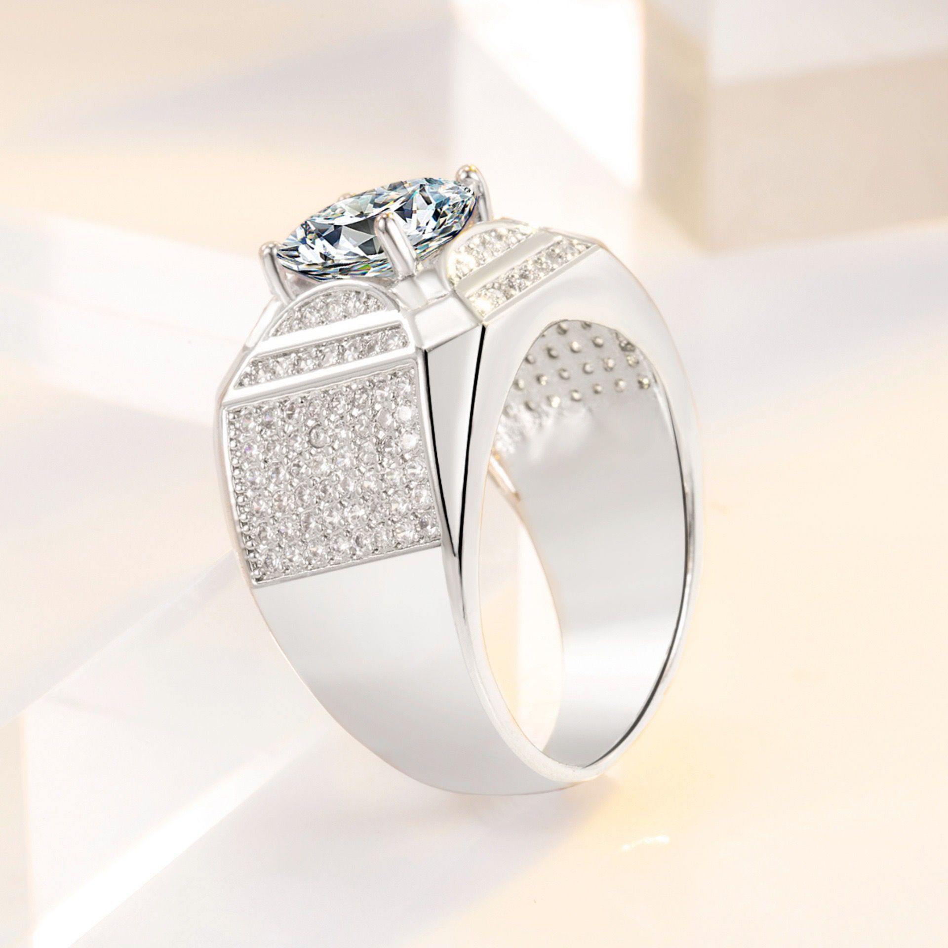 Sterg Sier Wedding Engagement Ring White Topaz CZ Dia Band Size 6 13