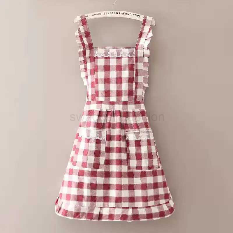 1pc Washed Cotton Kitchen Aprons Flower Shop Garden Ruffles Work Clean Apron for Woman DressXJ240731