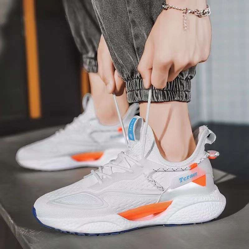 Autumn New Men's Flying Woven Lightweight Breathable Running Shoes Comfortable Shock Absorbing Free shipping 456