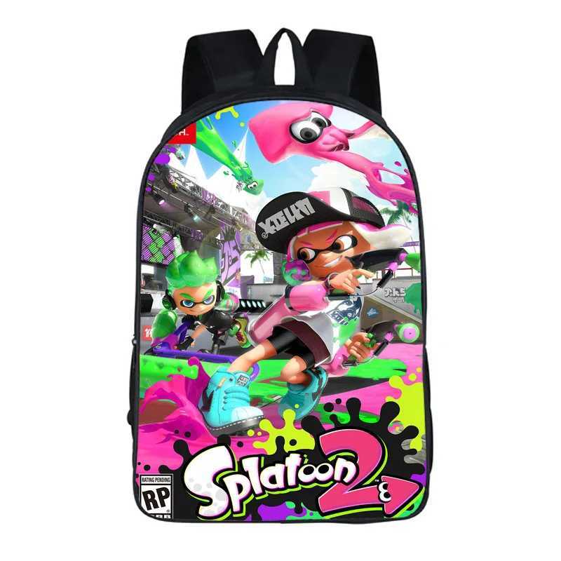 16 inch Splatoon 2 Kindergarten Backpack Toddler Cartoon School Bag Boys Girls Primary BookBags Kids Bagpack Children Best GiftCL240730