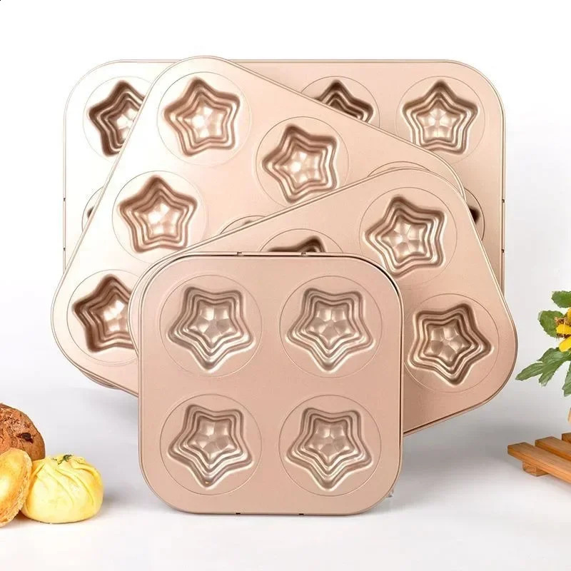 4-12cup Star Shape Baking Tools Pentagram Mousse Cake Pan Non-Stick Madeline Mold Pastry Tray Mini Donut Bakeware Muffin 240731