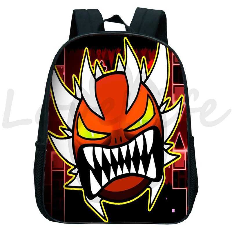 Angry Geometry Dash Backpack for Kids Kindergarten Bookbags Children Daily School Bags Cartoon Rucksack Boys Girls MochilaCL240730