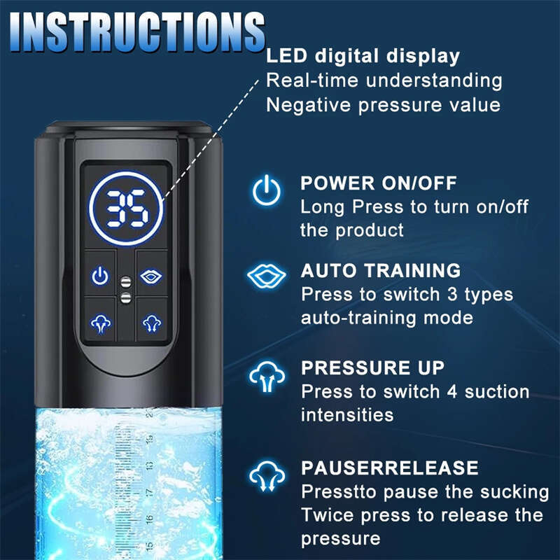 IPX7 Waterproof Electric Penis Pump Sex Toy for Men Masturbator Adult Male Penis Enlargement Vacuum Pump Penile Enhancer Exerci