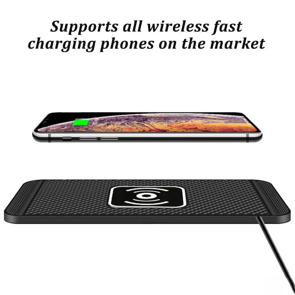 15W Wireless Charger Station Car Non-Slip Silicone Pad USB Type C Fast Charging Mat Stand For iPhone 13 14 Pro Max SamsungM240731