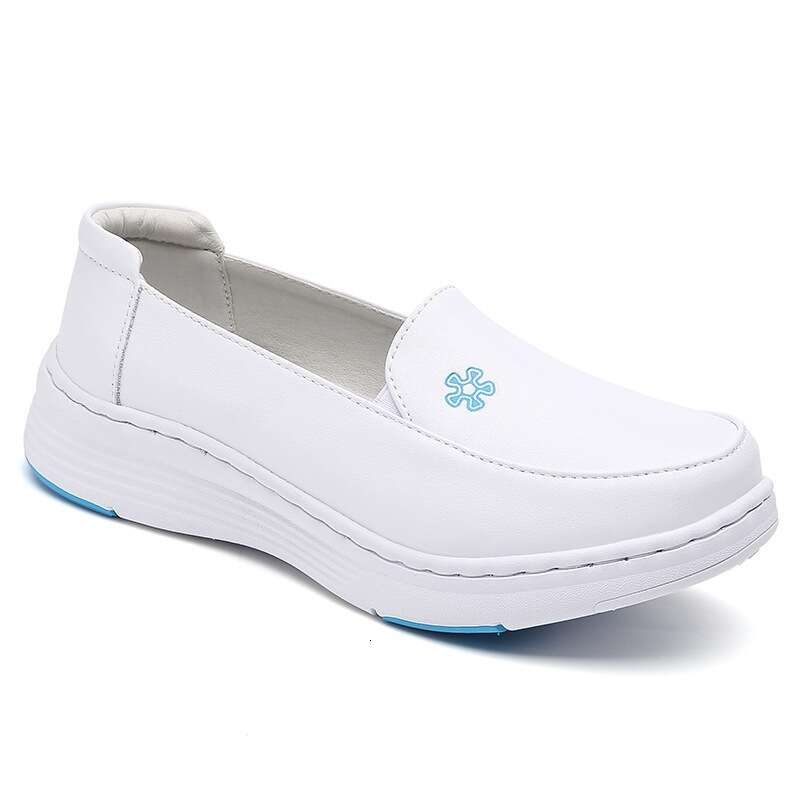 S Leather Ddmysports Nurse Hospital Work Women White Shoes Anti Slip And Breathable Thick Leather Soft Soled Flat Outdoor Shoes hoes lip oft oled hoes