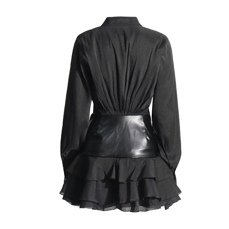 727 XL 2024 Milan Runway Dress Spring Autumn Long Sleeve Black Brand Same Style Womens Dress Fashion High Qualit