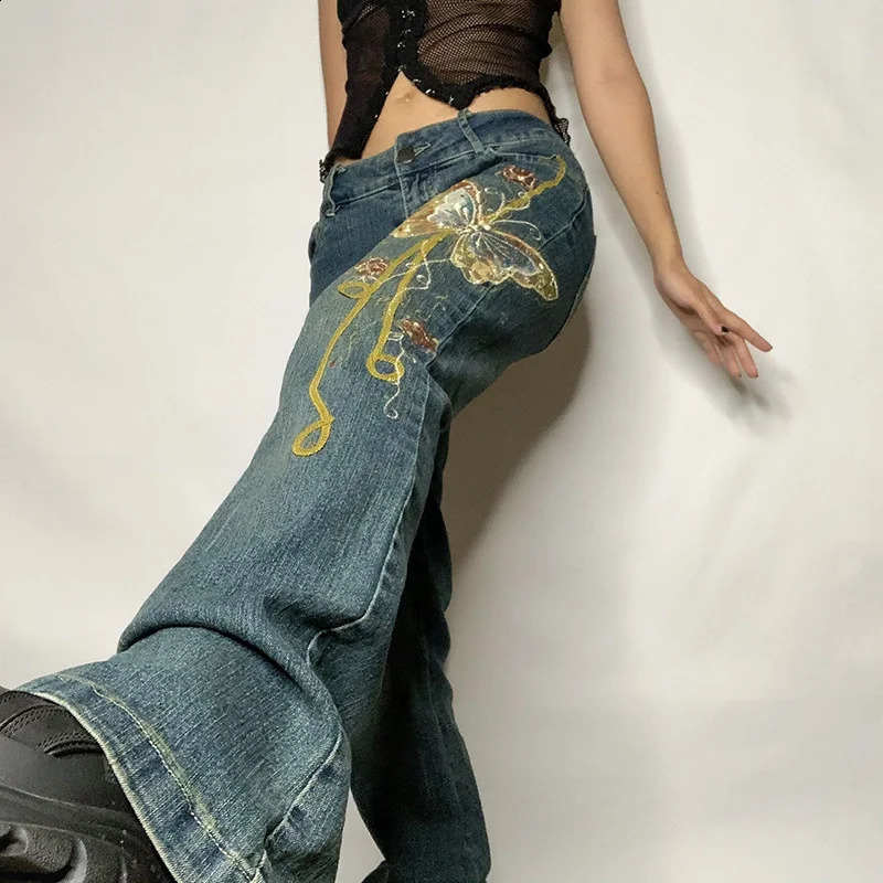 Sifreyr Baggy Jeans Won Autumn Low Waist Denim Flare Pants Harajuku Streetwear Vintage Y2k Fairy Grunge Jeans 240806