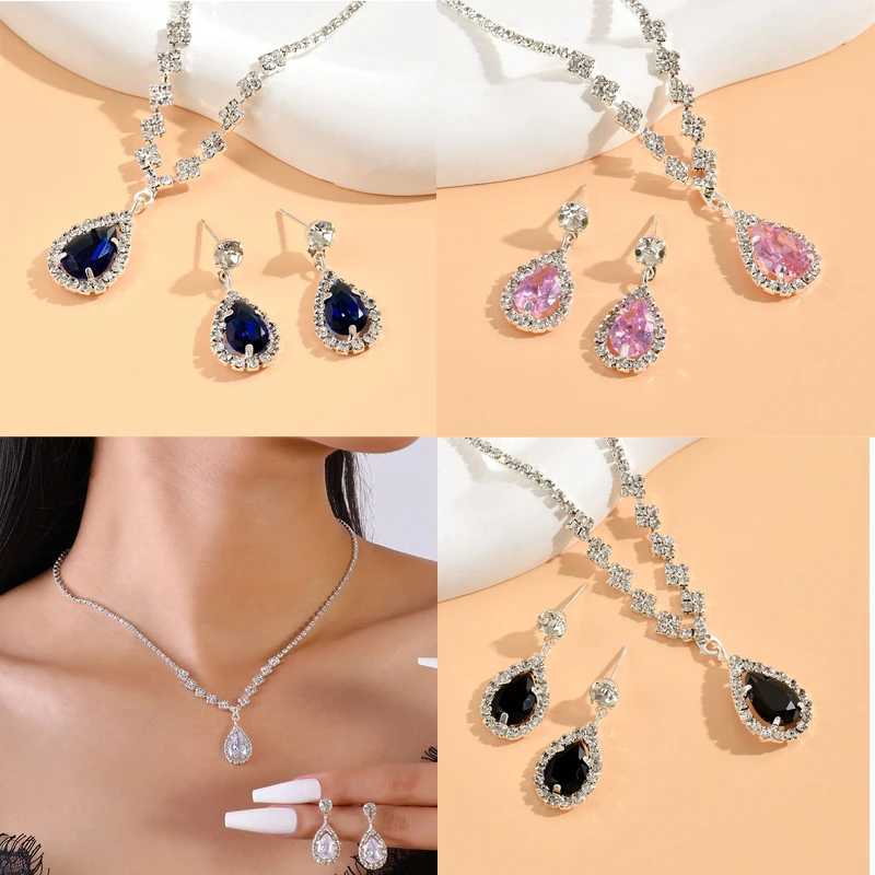 2024 Womens Necklace and Bracelet Set Diamond Zircon Wedding Dress Wedding Accessories W240731