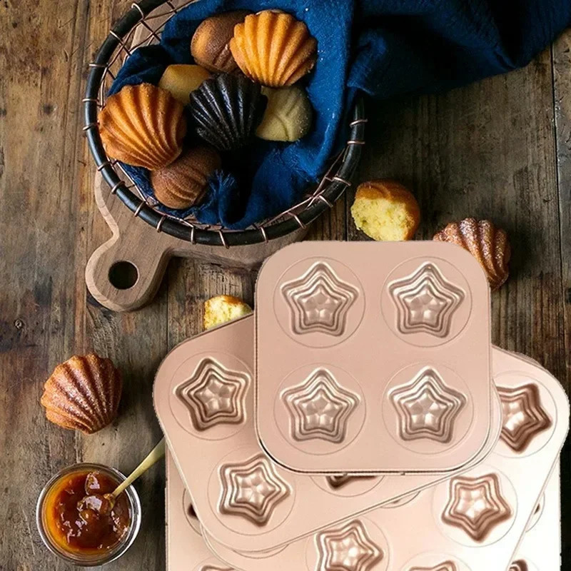 4-12cup Star Shape Baking Tools Pentagram Mousse Cake Pan Non-Stick Madeline Mold Pastry Tray Mini Donut Bakeware Muffin 240731