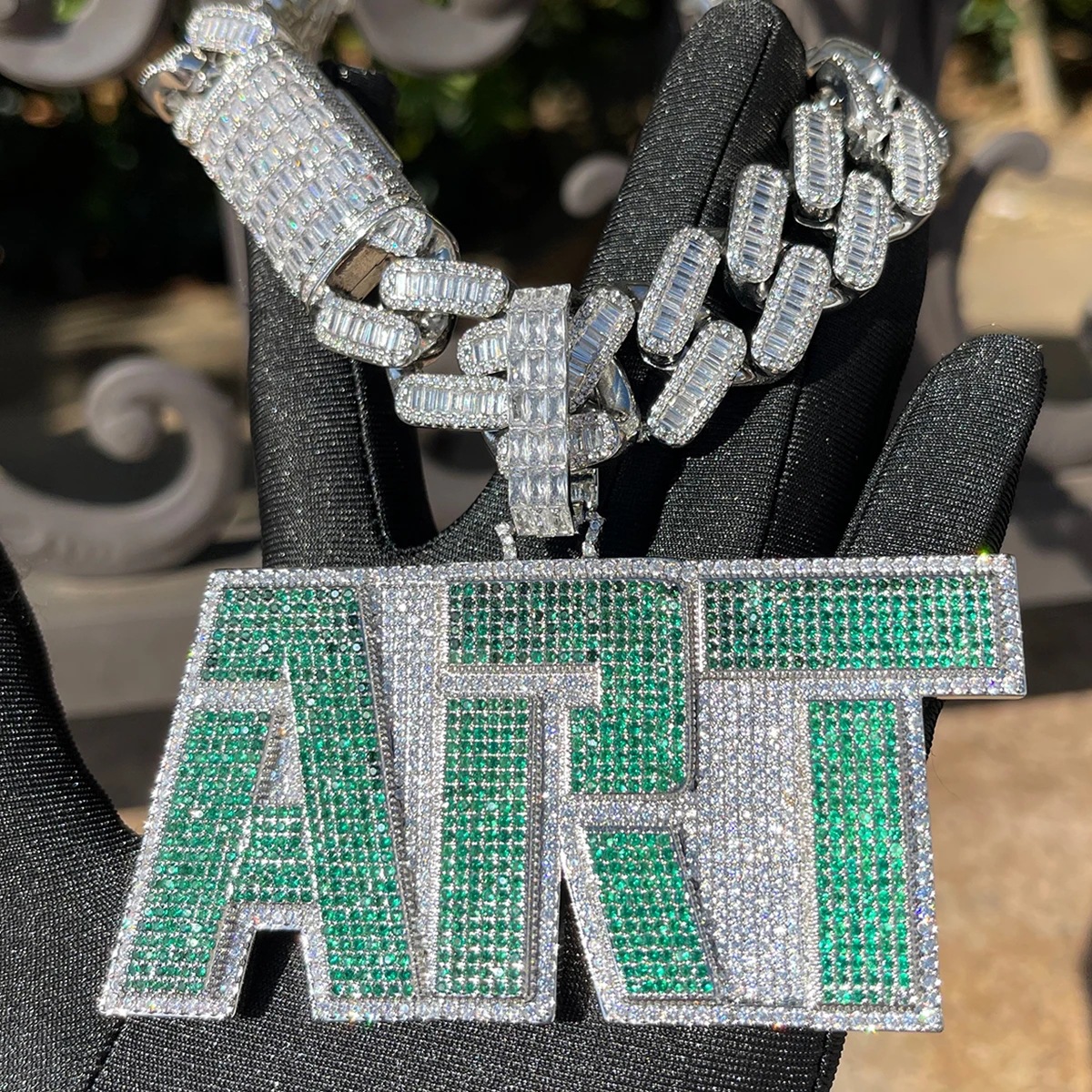 Hip Hop Custom A-Z Letters Pendant Necklaces Colorful Zircon Gold Plated Jewelrys