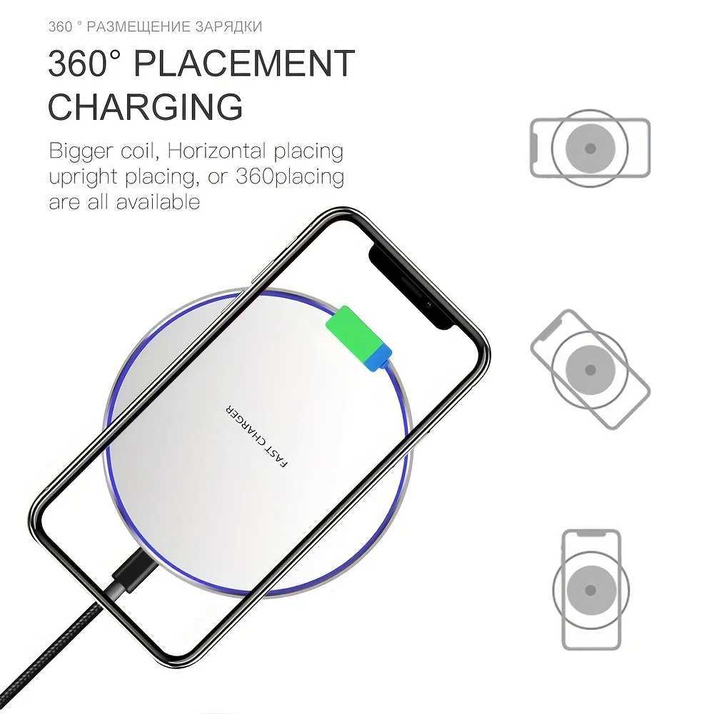 Fast Wireless Charger Pad for iPhone 14 13 12 11 Pro Max Samsung Galaxy S22 S21 S20 S10 S9 Wireless Charging StationM240731