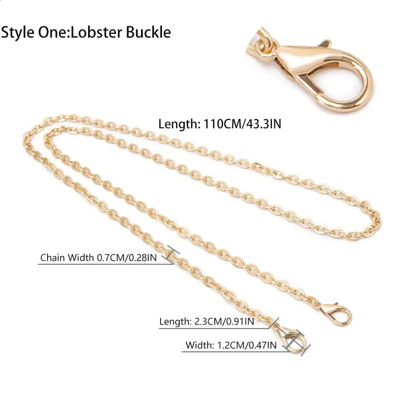 60110cm Bag Chains Transformation Shoulder Strap Golden Crossbody Chain Backpack Replacement Metal Accessories 240730