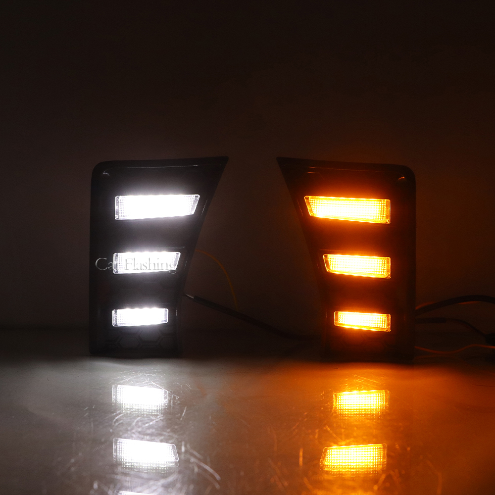 LED DRL Headlight Eyebrow Daytime Running Light For Toyota Sequoia 2022 2023 With dynamic Yellow Turn Signa Fog lamp