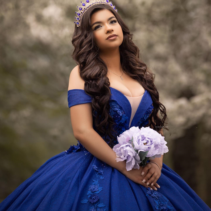 Royal Blue Quinceanera For Sweet Girl Sequined Beaded Handmade wers Graduatin Party Prom Dress vestidos de 15 anos