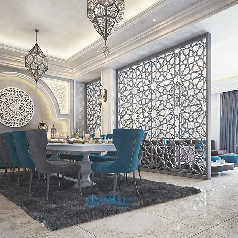 Islamic Mosque Morocco Decor Wall Art Painting Golden 3D Wall Stickers Muslim 3D Wall Panel Bohemia Arab Modern Home Room Decor 240731