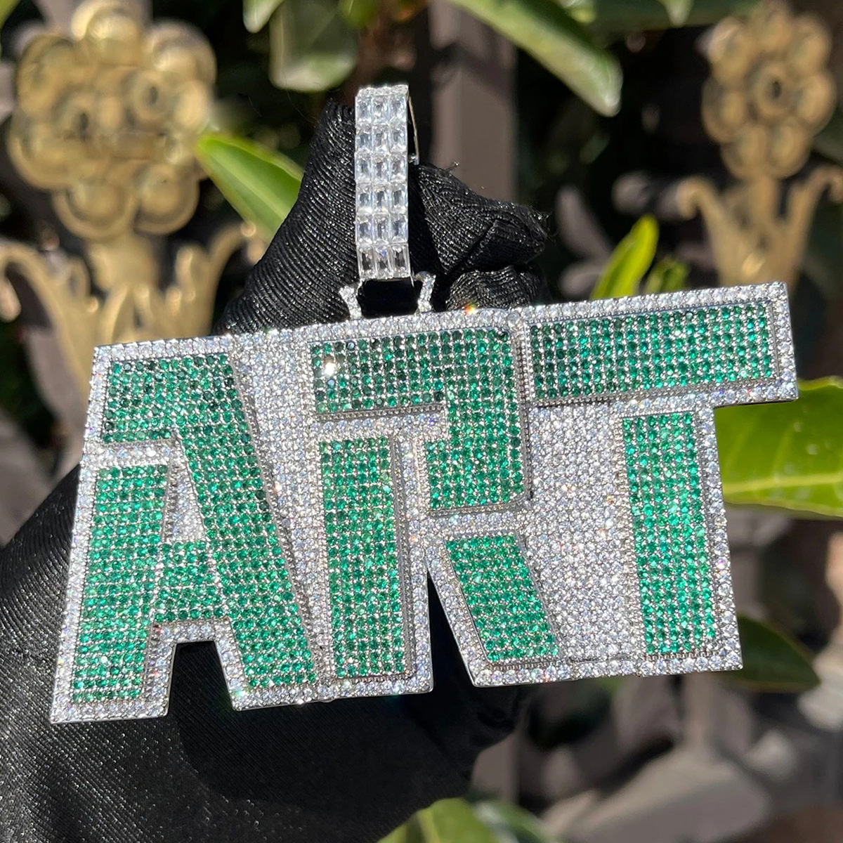 Hip Hop Custom A-Z Letters Pendant Necklaces Colorful Zircon Gold Plated Jewelrys