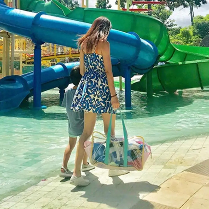 PVC Transparent Pool Handbags Women Summer Large Capacity Shoulder Bags Plastic Beach Tote Waterproof Womens Bag With Zipper 241223