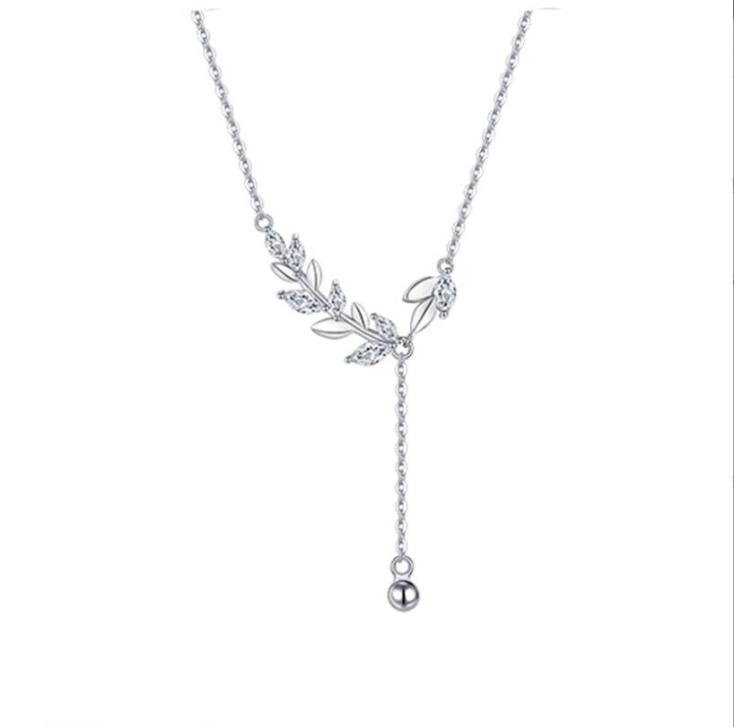 Sweet Wheat Ear Marquist Moissanite Necklace in Pure S Sterg Sier - Elegant Beach Party Jewelry Gift for Women