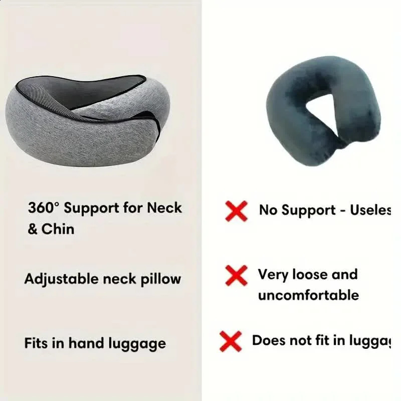 Travel Neck Pillow Memory Foam U-shaped Pillow Snail Style Travel Neck Support Portable Adjustable Soft Noon Break Sleep Pillows 240730
