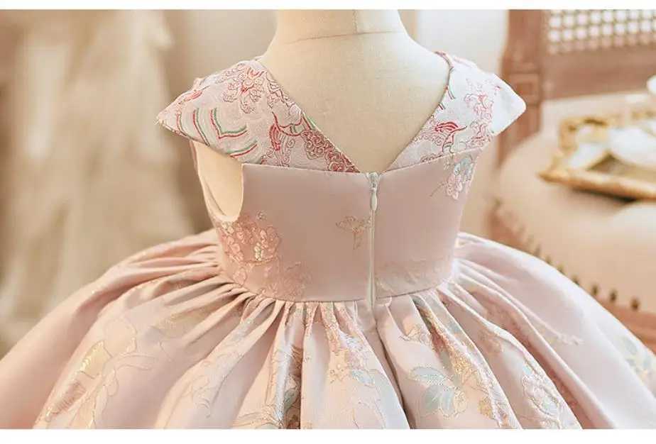 Girl's Dresses 2023 New Children Boutique Lolita Princess Gown Bow Sleeveless Design Wedding Birthday Baptism Eid Party Girls Dresses A3188