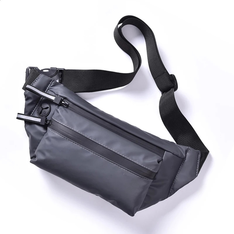 Men Black Waterproof Outdoor Waist Bag Casual Travel Sports Chest Fanny Pack Fashion Crossbody Nylon Bum Pouch 240730 - view 3