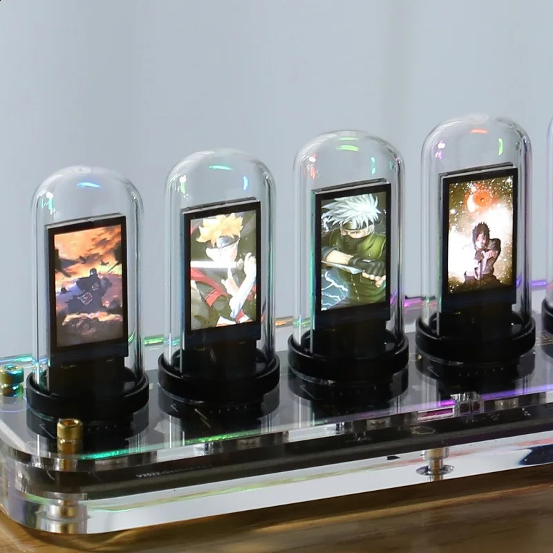 Glow Nixie Tube Clock Mobile APP Editable IPS Display Digital Calendar Stopwatch Time Modern Desk Gesture Control Nixie Clock 240730