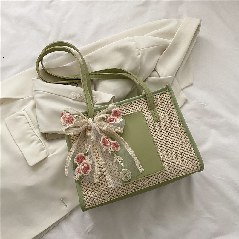 Handheld Women's Summer Fashionable Shoulder Casual Contrasting Grass Woven Large Capacity tote bag H731#14 ddmy ad3c