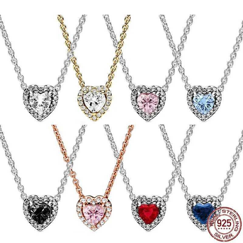 Classic 925 sterling silver new heart-shaped pendant necklace in various colors luxurious charm jewelry festival gift W240731