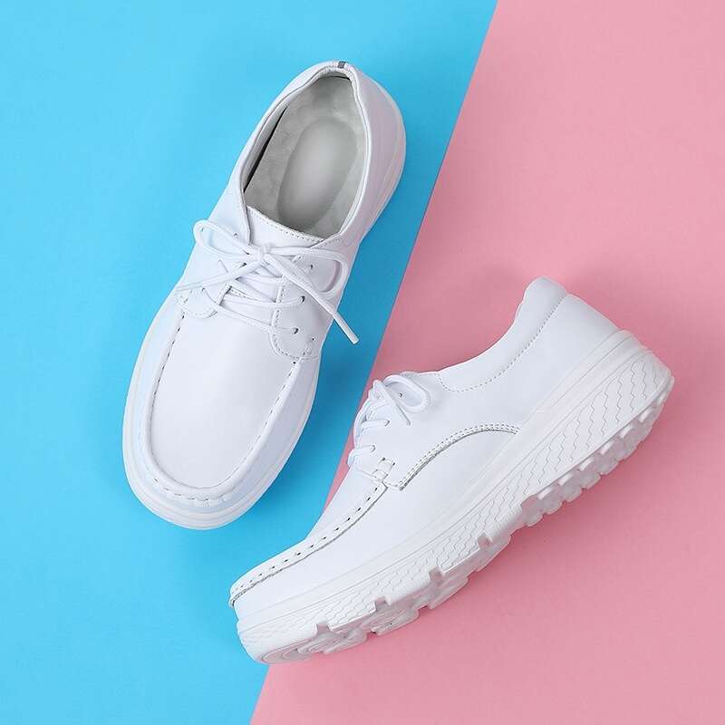 Lace Ddmysports S Up All Match Nurse Women Soft Breathable Thick Sole Fashion Casual Comfortable Flat Shoes Outdoor Shoes oft ole hoes hoes