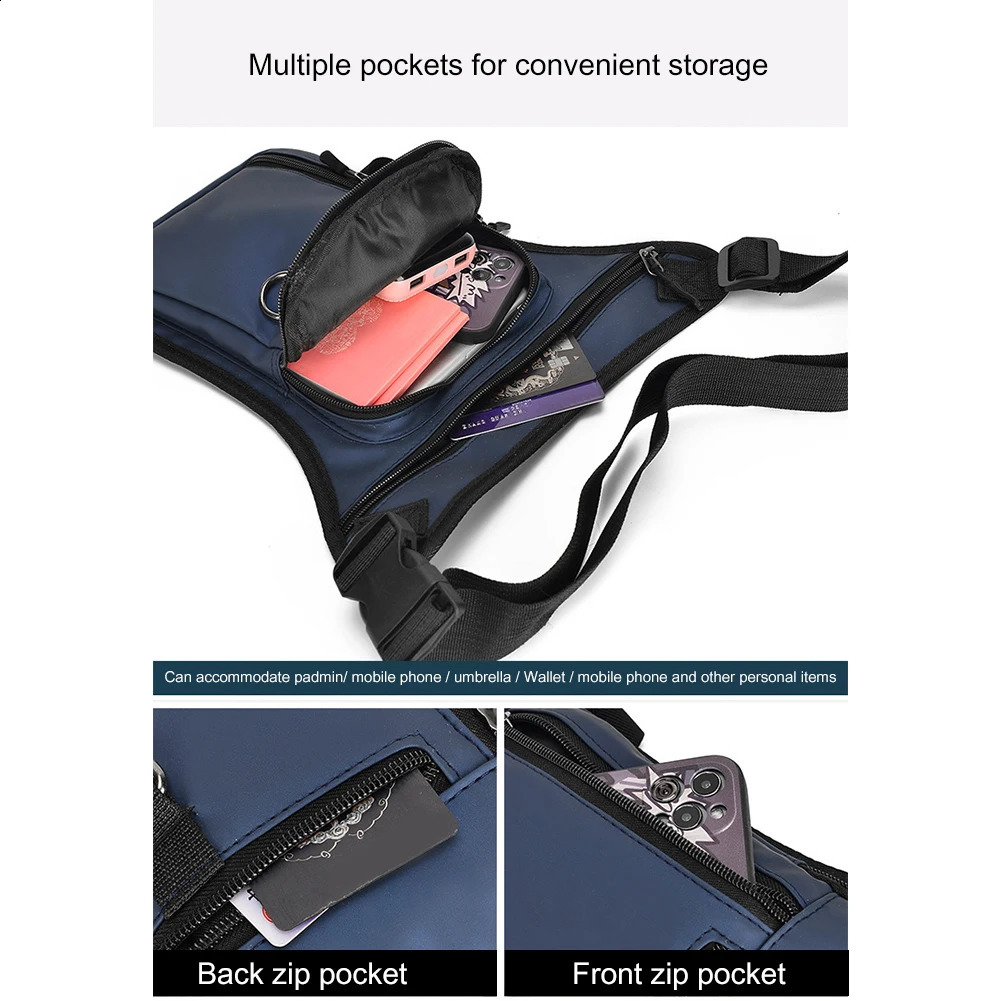 Men Drop Leg Bag Waist Waterproof Fanny Pack Phone Purse Motorcycle Riding Shoulder Cross Body Thigh Hip Belt Bags 240730
