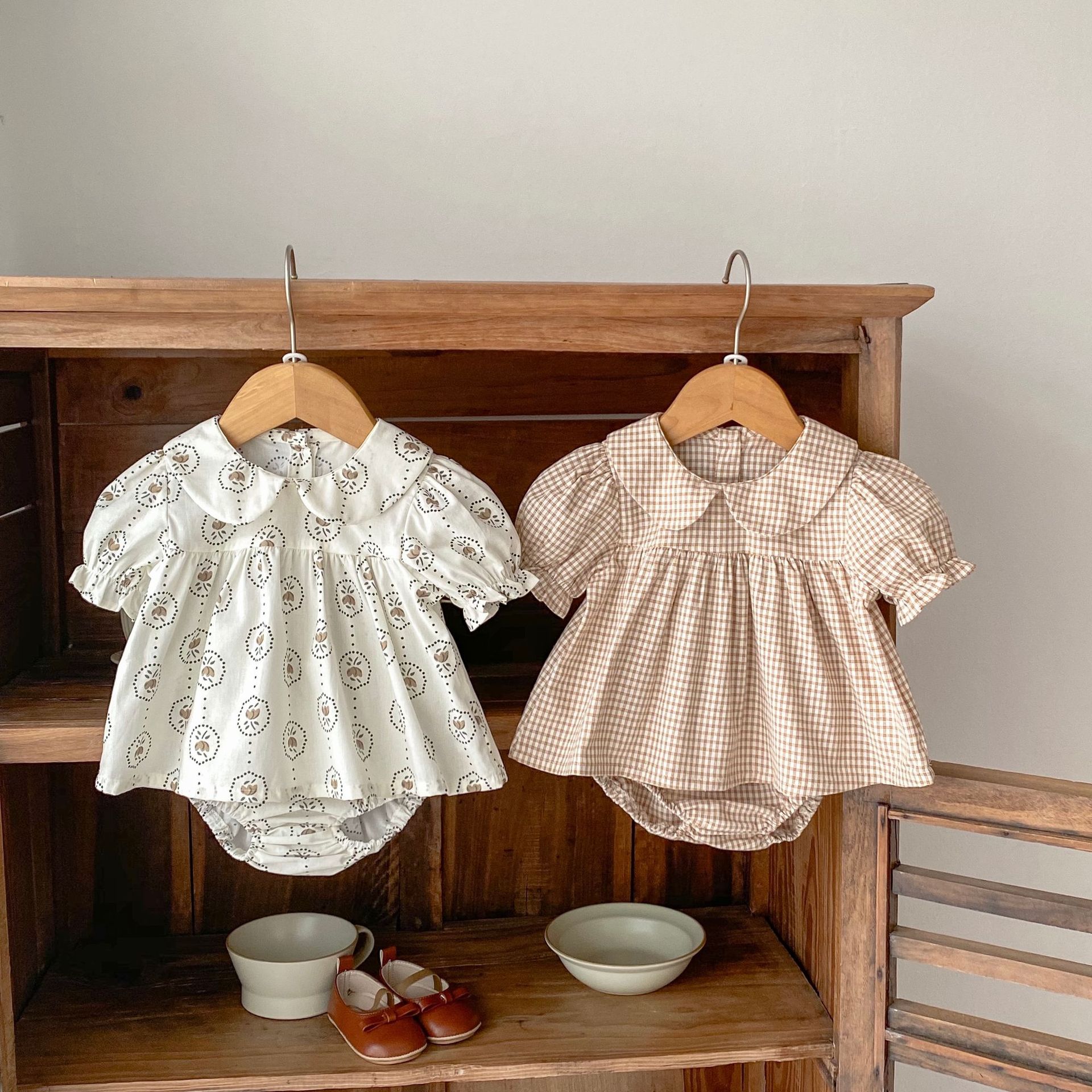 Clothing Sets 2Pcs Summer Baby Girl Smocked Floral Dress Sets With Shorts Infant Toddler Embroidery Boutique Spanish Princess Dress 230422