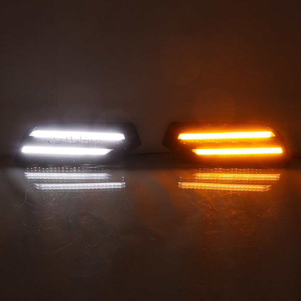 LED DRL Headlight Eyebrow Daytime Running Light For Toyota Sequoia 2022 2023 With dynamic Yellow Turn Signa Fog lamp