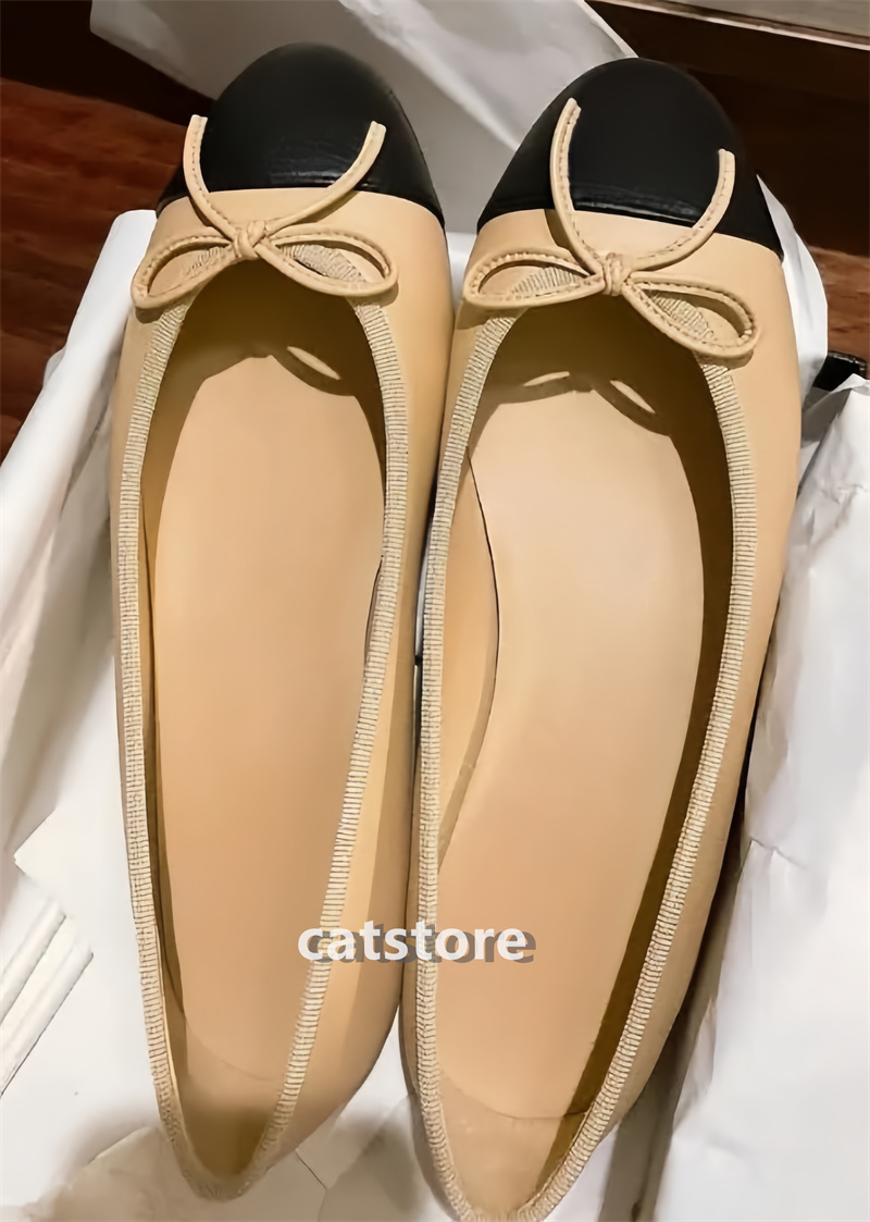 Designer shoes Paris Brand designer Black Ballet Flats Shoes Women Spring Quilted Genuine Leather Slip on Ballerina Luxury Round Toe Ladies Dress