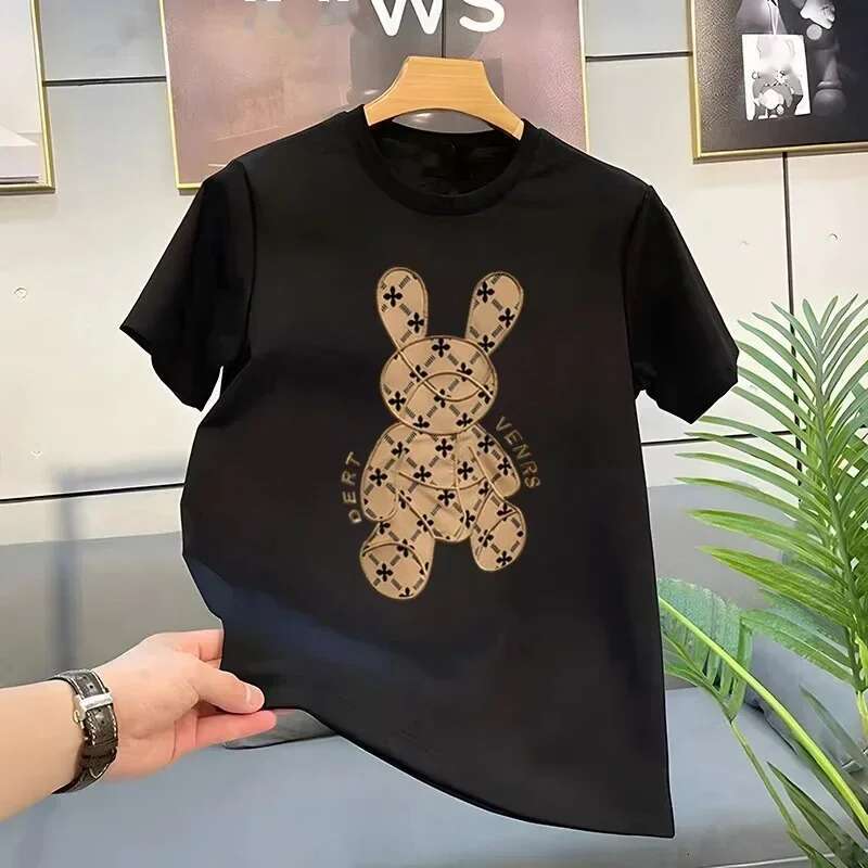 Summer Men t shirt crew Cotton Short Sleeve T-shirt with Bear Pattern Street Clothing Round Neck tshirt Free shipping