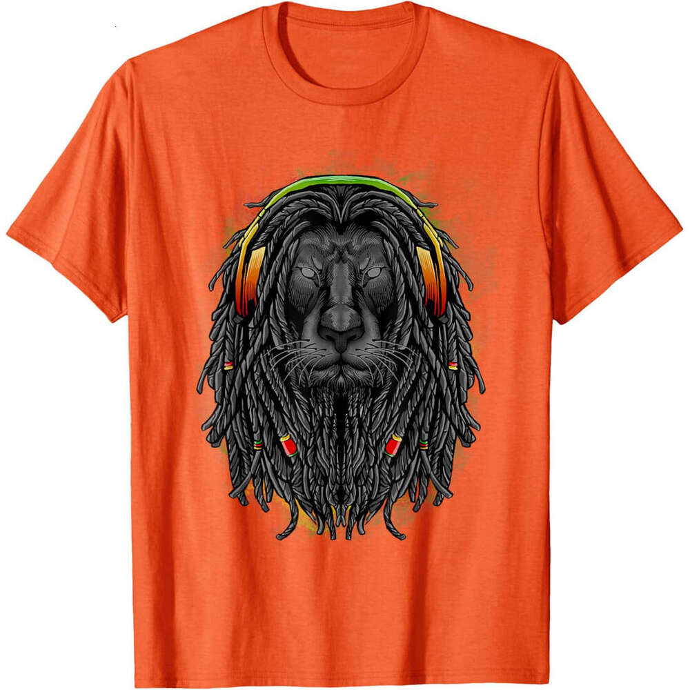 T shirt Mens Lion Shirt With Rasta Dreads And Headphones Show Your Pride T-Shirt shirts tshirt graphic tee Casual tops summer clothes Short sleeve Fre