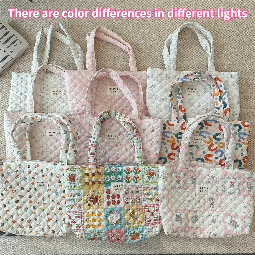 Cartoon Print Womens Shoulder Bag Large Capacity Ladies Tote Handbags Soft Quilted Female Travel Shopping Bags Girls Book Bag 240731