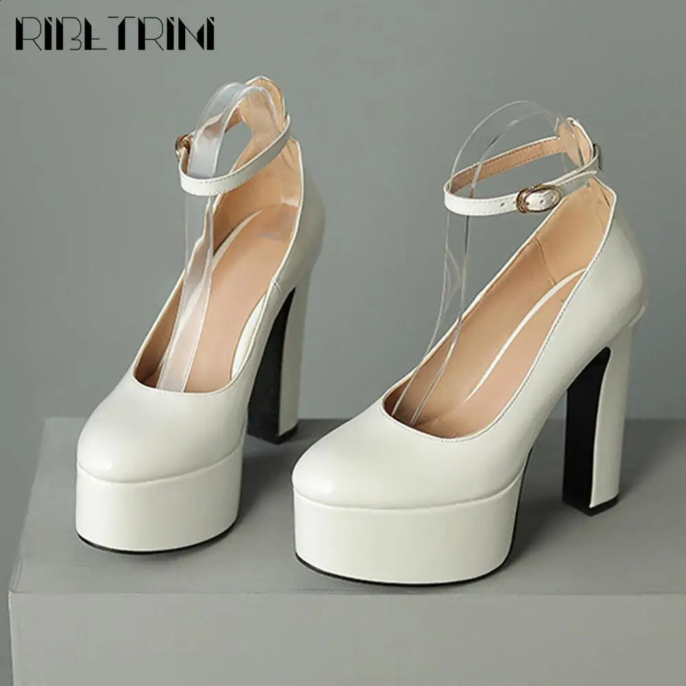 Elegant Women Pumps High Heels Shallow Buckle Platform Mary Janes Shoes Woman Dress Fashion Spring Big Size 43 Party Sandals 240731