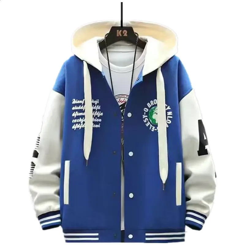 INS Hip Hop Mens Hoodie Baseball Jacket Casual Slim Fit Unisex Uniform Bomber Coat Youth Students Bomber Jacket Couple 240816