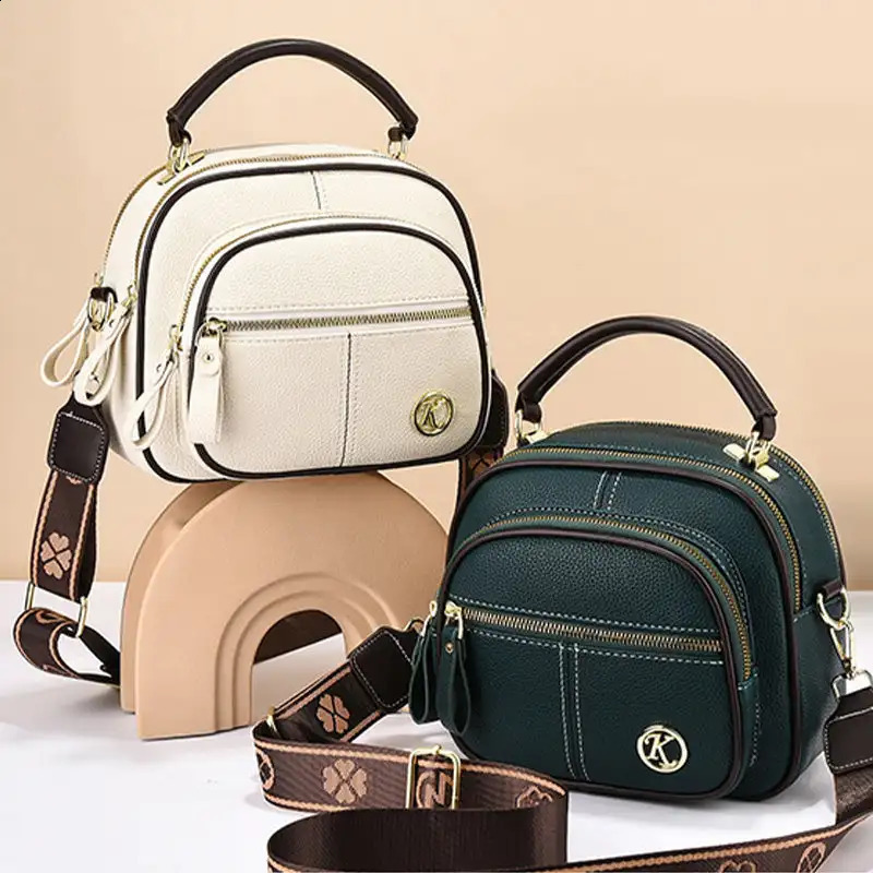 Classic Multifunctional Compartments Adjustable Wide Shoulder Strap PU Leather Crossbody Bag 240731