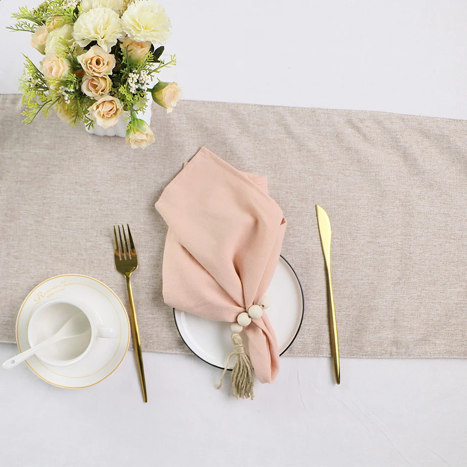 Set Of 12 30x45cm Table Cloth Napkins Cotton Durable Fabric Reusable Uniform Color For Kitchen Dining Easter Wedding Decoration 240730