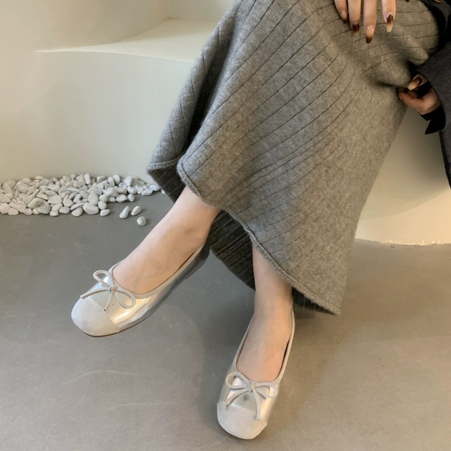 Ddmysports French Evening Style Single Spring New Shallow Mouth Bow Soft Flat Bottom One Foot Kick Versatile Scoop For Women Outdoor Shoes OUTDOOR