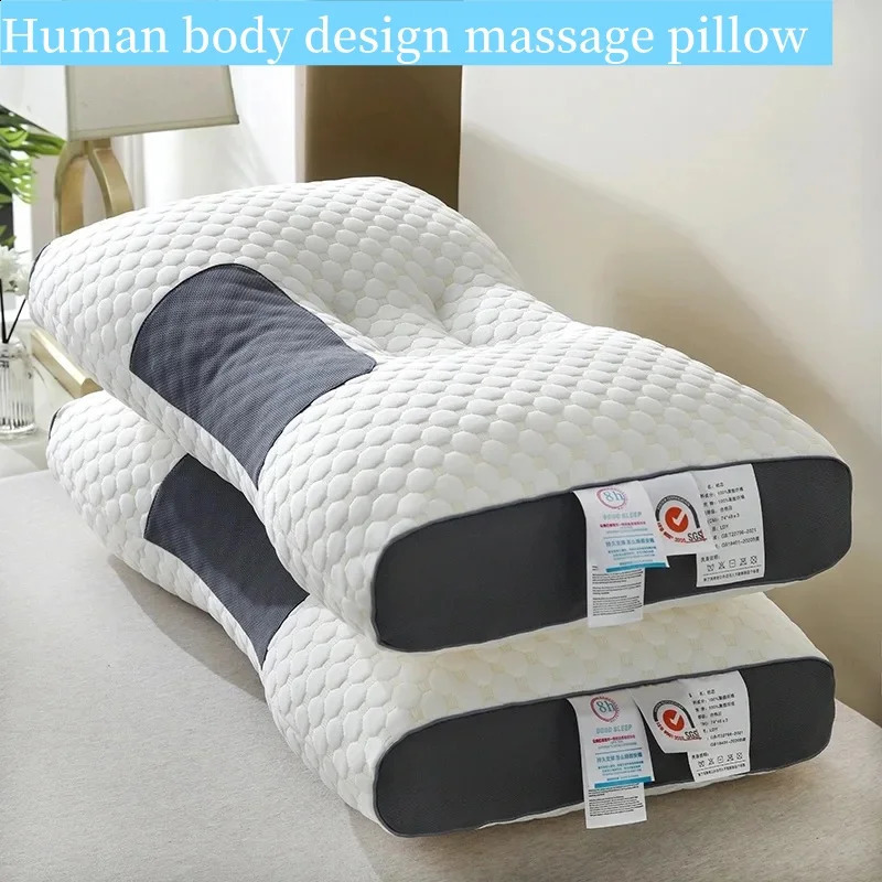 Cervical Orthopedic Neck Pillow Soybean Fiber SPA Massage Pillow for Home Sleep Aid Neck Protection 240731