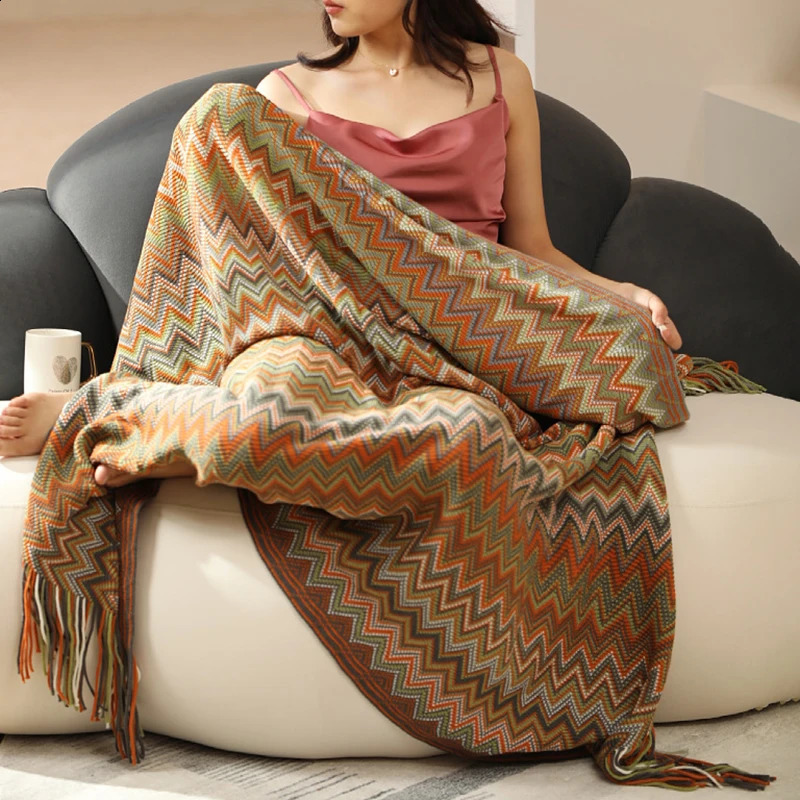 Boho Bed Plaid Blanket Geometry Aztec Baja Blankets Ethnic Sofa Cover Slipcover Decor Throw Wall Hanging Tapestry Rug Cobertor 240731