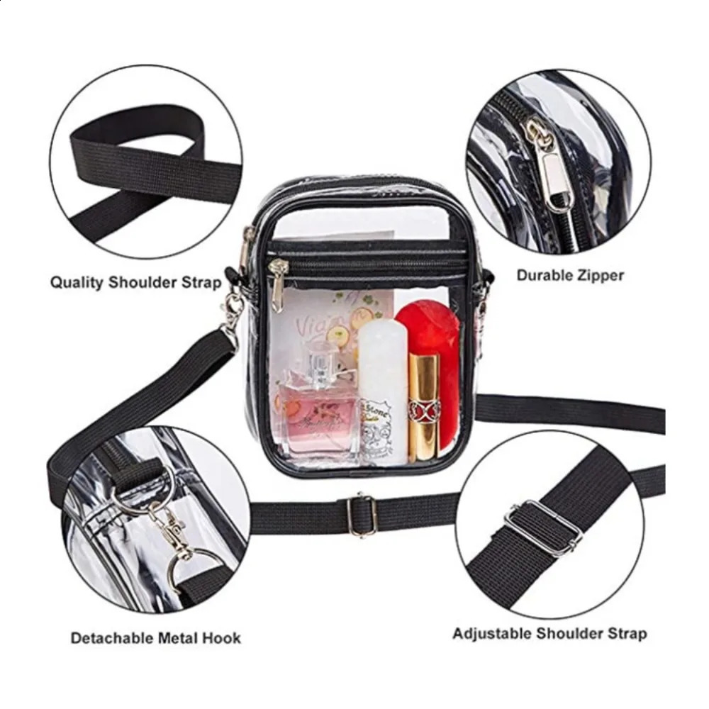 Womens Transparent Shoulder Bag Stadium Approved PVC Concert Wallet Simple Cross Body with Front Pocket Casual Handbag 240731Zl
