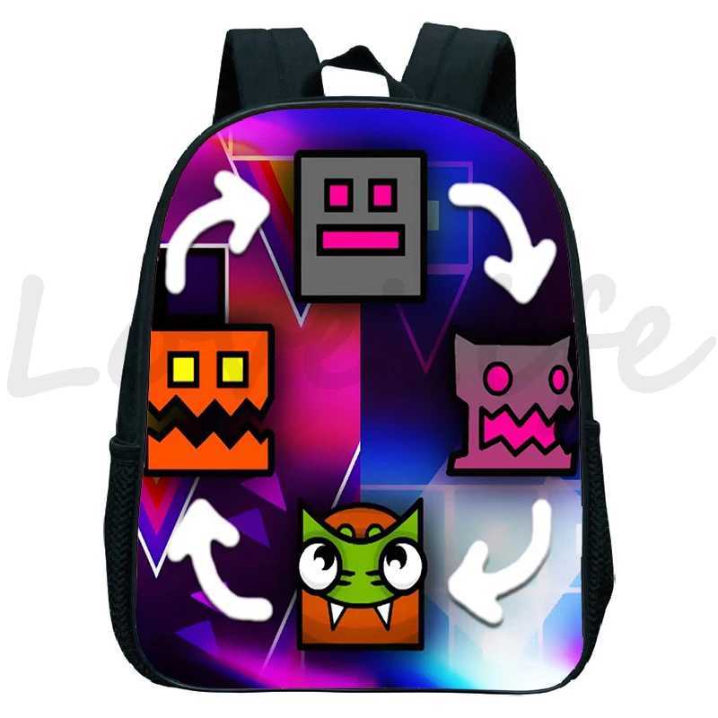 Angry Geometry Dash Backpack for Kids Kindergarten Bookbags Children Daily School Bags Cartoon Rucksack Boys Girls MochilaCL240730