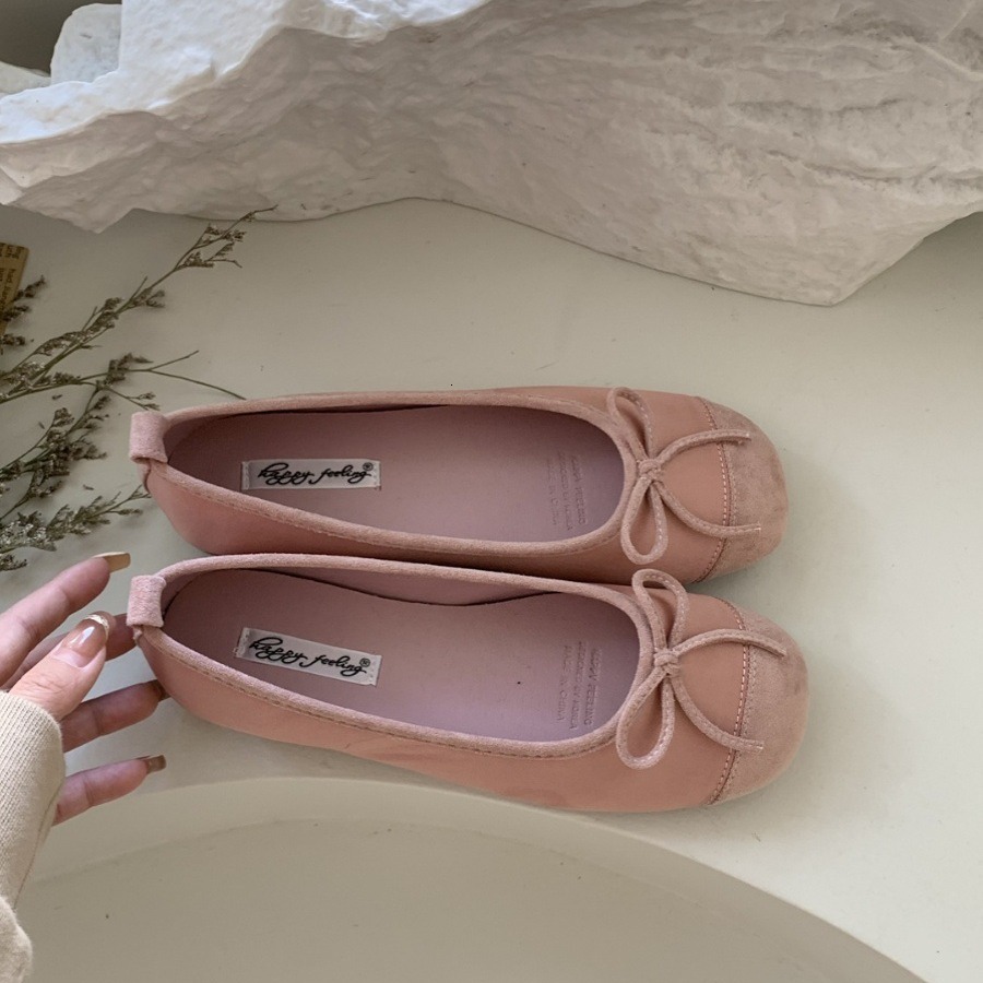 Ddmysports French Evening Style Single Spring New Shallow Mouth Bow Soft Flat Bottom One Foot Kick Versatile Scoop For Women Outdoor Shoes OUTDOOR