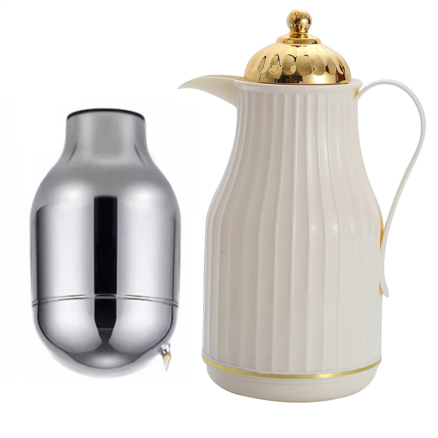 1 coffee pot 1000ml/33.8 oz plastic shell glass inner liner vacuum thermos flask thermos cup black tea pot 240731
