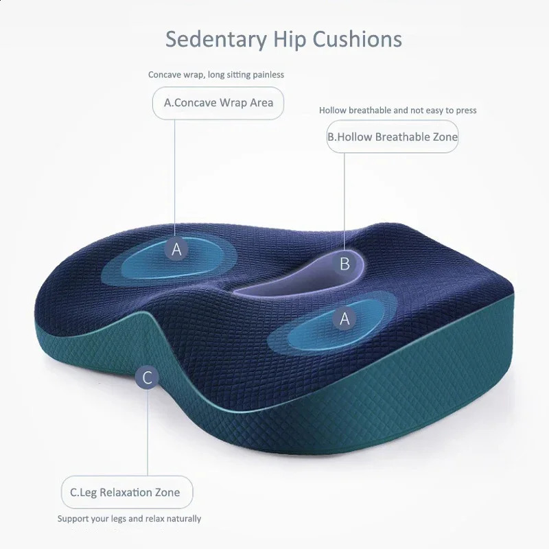 Memory Foam Seat Cushion Waist Back Support Pillow Set Orthopedic Ergonomic Coccyx Relief Hip Lumbar Pad for Office Chair Car 240730