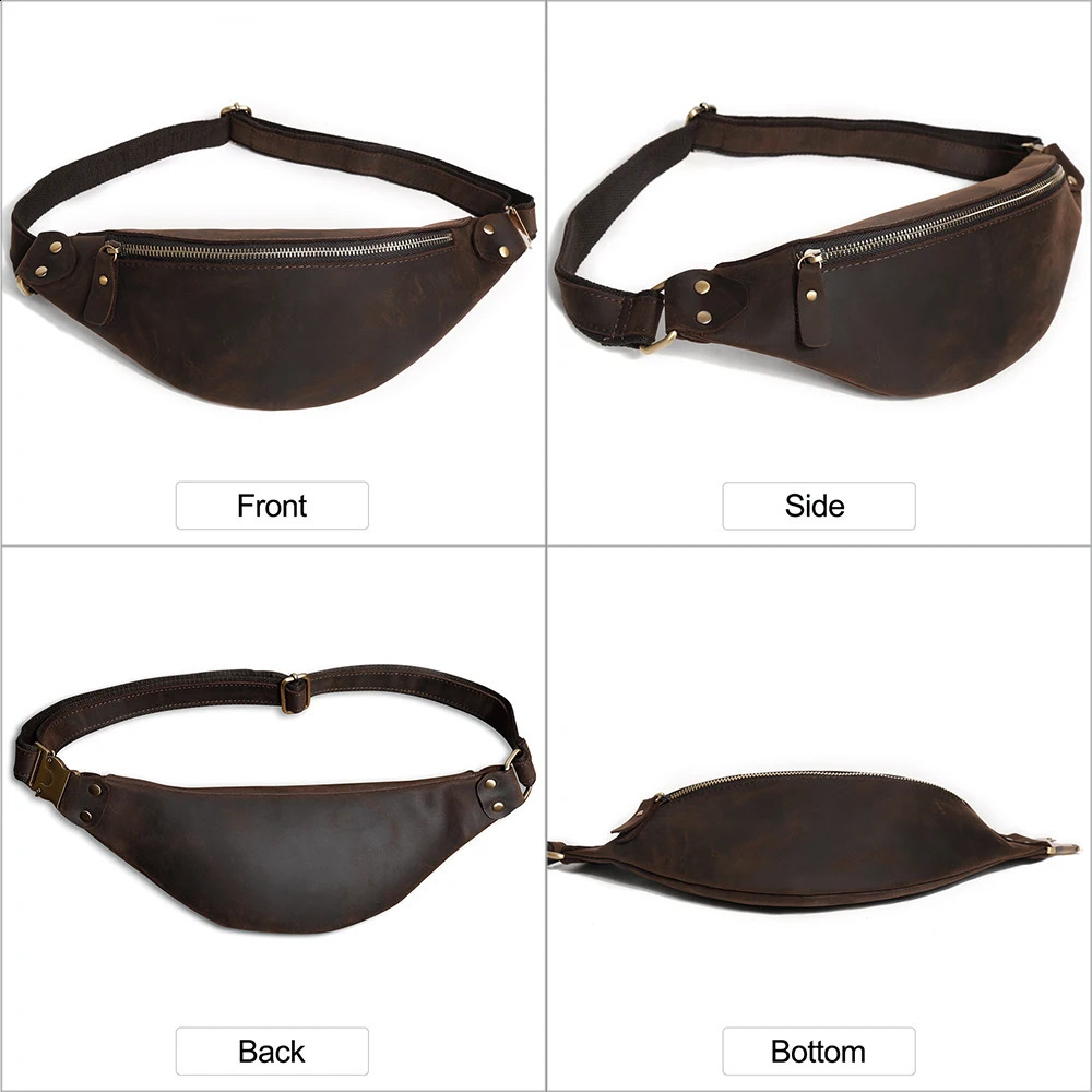 JOYIR Men Waist Bag Genuine Cow Leather Vintage Small Fanny Pack Bum Phone Cigarette Case Pouch Male Travel Chest 240730