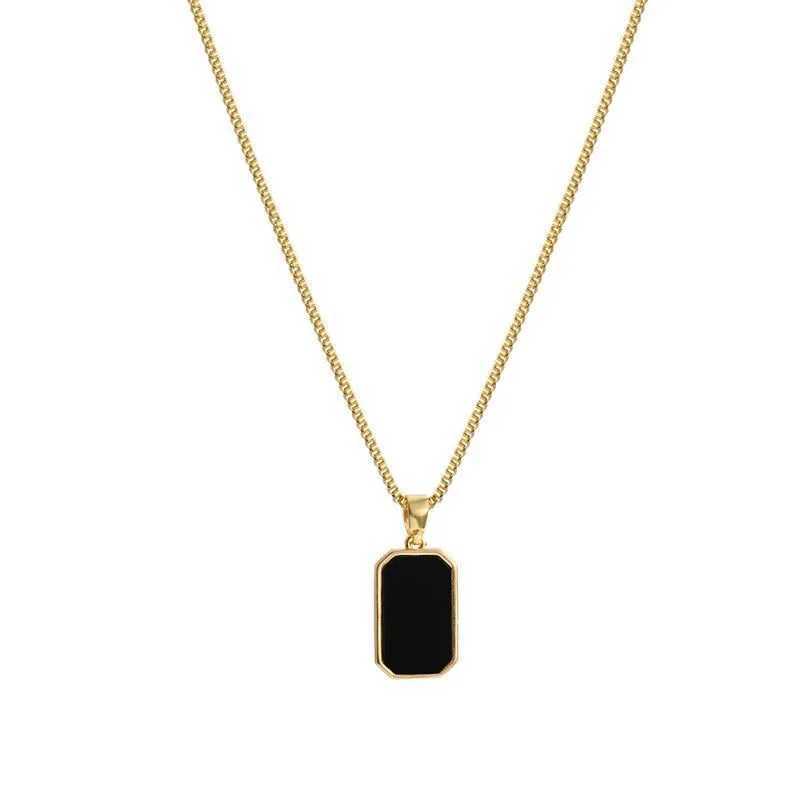 Fashion Square Necklace for Women Korean Black Geometric Pendant Necklace Collar Neck Gold Color Chain Charm Jewelry Party Gift W250616